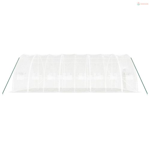 Fehér acélvázas melegház 48 m² 8 x 6 x 2,85 m