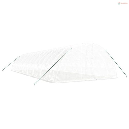 Fehér acélvázas melegház 96 m² 16 x 6 x 2,85 m