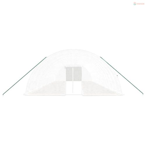 Fehér acélvázas melegház 96 m² 16 x 6 x 2,85 m