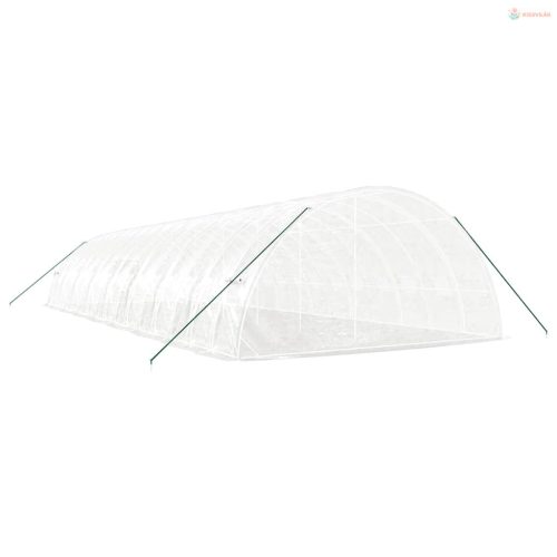 Fehér acélvázas melegház 96 m² 16 x 6 x 2,85 m