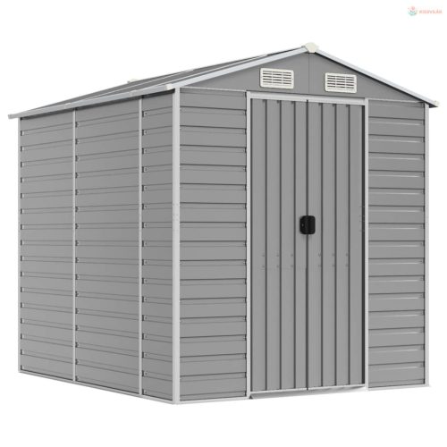 Világosszürke horganyzott acél kerti fészer 191 x 215 x 198 cm