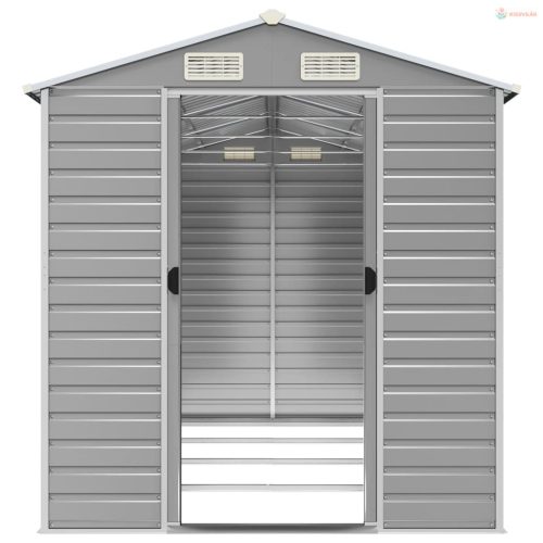 Világosszürke horganyzott acél kerti fészer 191 x 385 x 198 cm