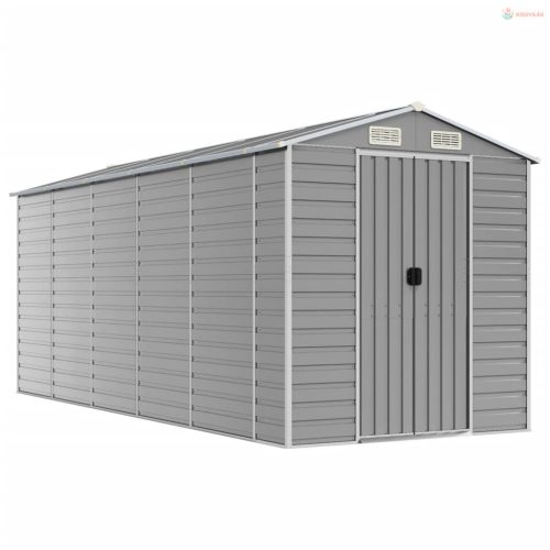 Világosszürke horganyzott acél kerti fészer 191 x 470 x 198 cm