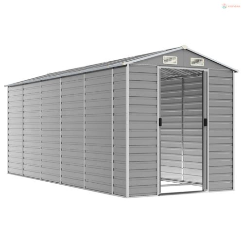 Világosszürke horganyzott acél kerti fészer 191 x 470 x 198 cm