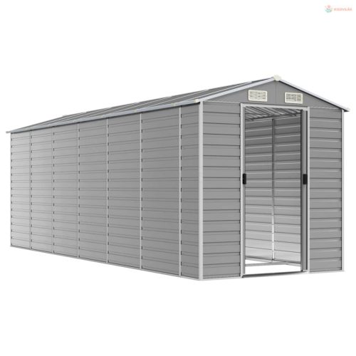 Világosszürke horganyzott acél kerti fészer 191 x 555 x 198 cm