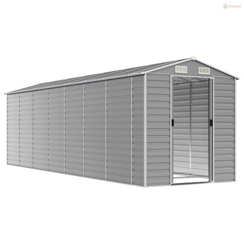 Világosszürke horganyzott acél kerti fészer 191 x 640 x 198 cm