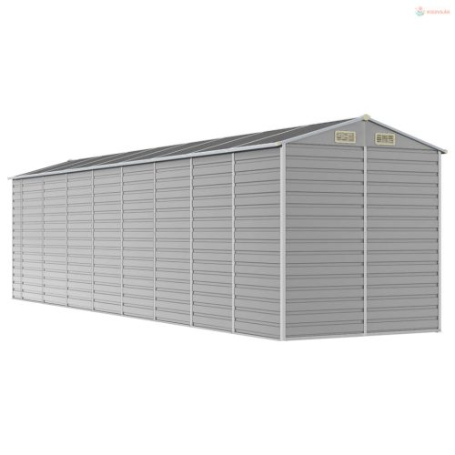 Világosszürke horganyzott acél kerti fészer 191 x 725 x 198 cm