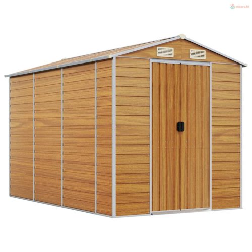 Világosbarna horganyzott acél kerti fészer 191 x 300 x 198 cm