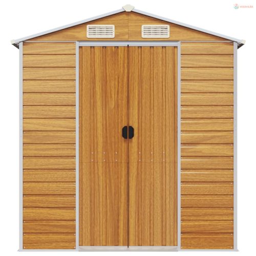 Világosbarna horganyzott acél kerti fészer 191 x 300 x 198 cm