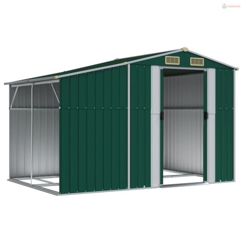 Zöld horganyzott acél kerti fészer 277 x 192,5 x 179 cm