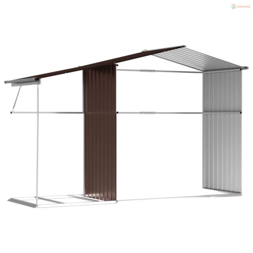 Barna horganyzott acél kerti fészer 277 x 192,5 x 179 cm