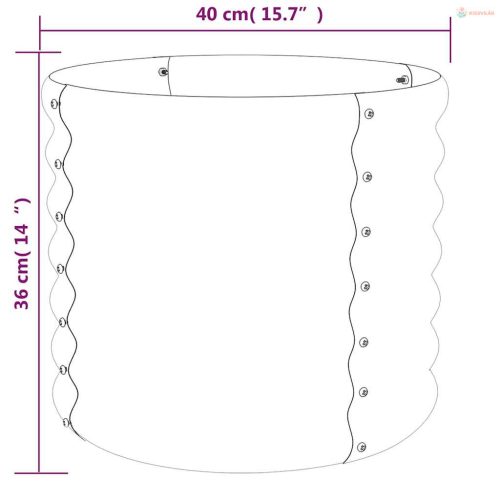 Antracitszürke horganyzott acél kerti ültetőláda 40 x 40 x 36 cm