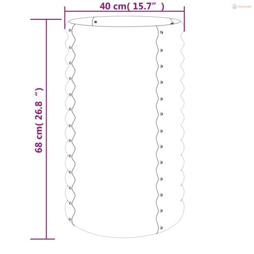 Zöld horganyzott acél kerti ültetőláda 40 x 40 x 68 cm
