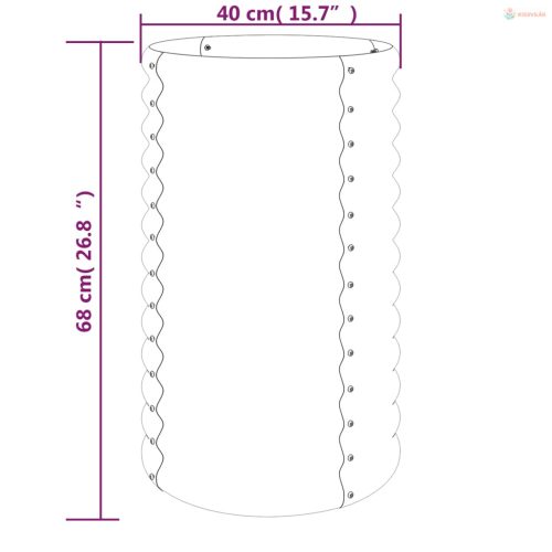 Barna horganyzott acél kerti ültetőláda 40 x 40 x 68 cm