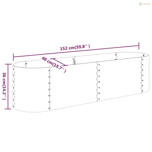 Zöld horganyzott acél kerti magaságyás 152x40x36 cm