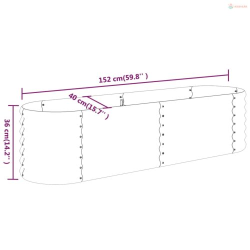 Ezüstszínű horganyzott acél kerti magaságyás 152x40x36 cm