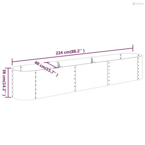 Barna horganyzott acél kerti magaságyás 224x40x36 cm