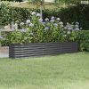 Antracitszürke horganyzott acél kerti magaságyás 224x40x36 cm