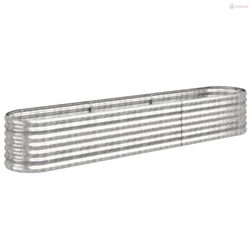 Ezüstszínű horganyzott acél kerti magaságyás 224x40x36 cm