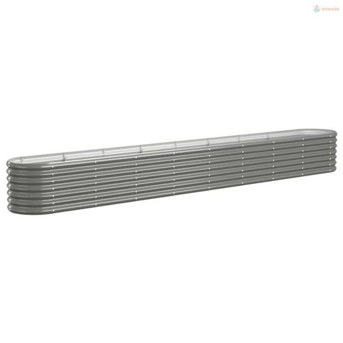 Szürke horganyzott acél kerti magaságyás 332x40x36 cm