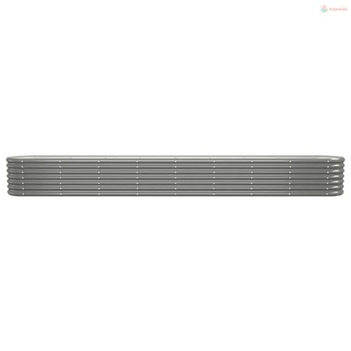 Szürke horganyzott acél kerti magaságyás 332x40x36 cm