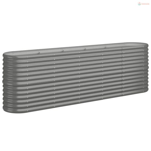 Szürke horganyzott acél kerti magaságyás 224x40x68 cm