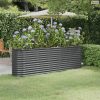 Antracitszürke horganyzott acél kerti magaságyás 224x40x68 cm