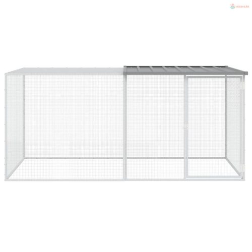 Világosszürke horganyzott acél tyúkketrec tetővel 203x98x90 cm