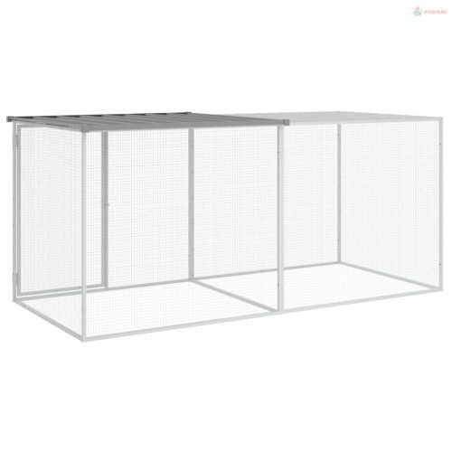Világosszürke horganyzott acél tyúkketrec tetővel 203x98x90 cm