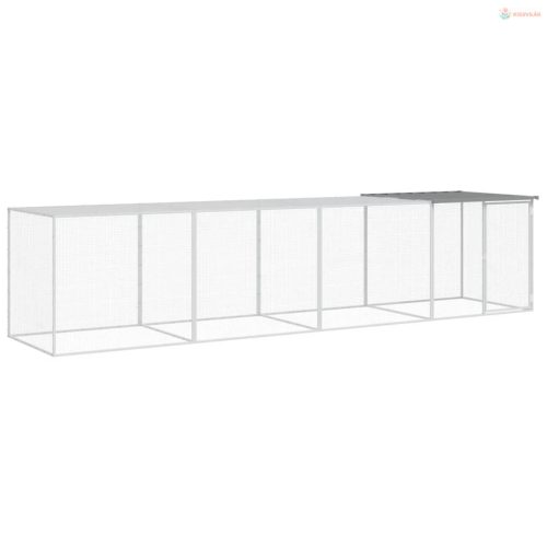 Világosszürke horganyzott acél tyúkketrec tetővel 403x98x90 cm