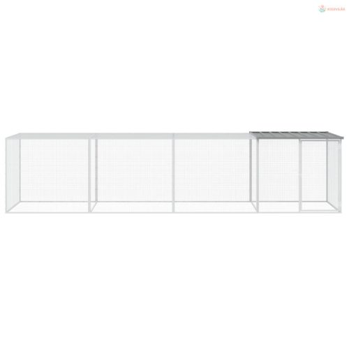 Világosszürke horganyzott acél tyúkketrec tetővel 403x98x90 cm