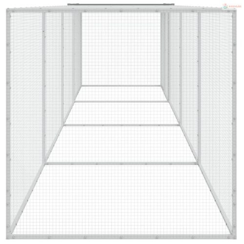 Világosszürke horganyzott acél tyúkketrec tetővel 403x98x90 cm