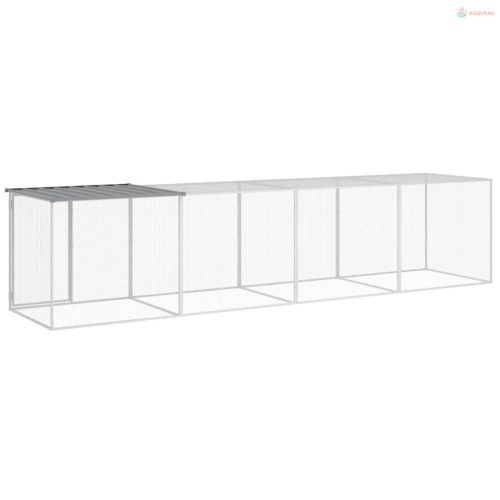 Világosszürke horganyzott acél tyúkketrec tetővel 403x98x90 cm
