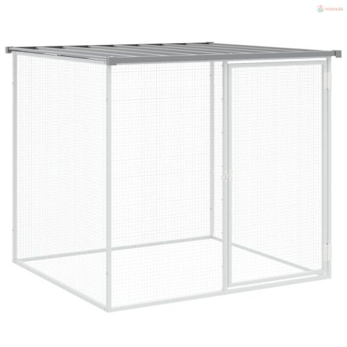 Világosszürke horganyzott acél tyúkketrec tetővel 403x98x90 cm