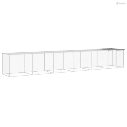 Világosszürke horganyzott acél tyúkketrec tetővel 603x98x90 cm
