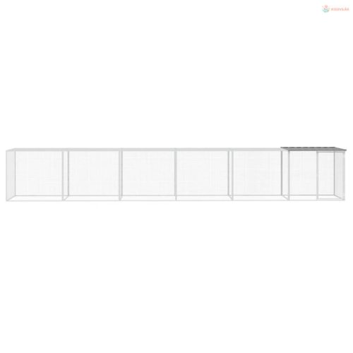 Világosszürke horganyzott acél tyúkketrec tetővel 603x98x90 cm