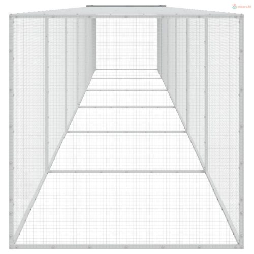 Világosszürke horganyzott acél tyúkketrec tetővel 603x98x90 cm