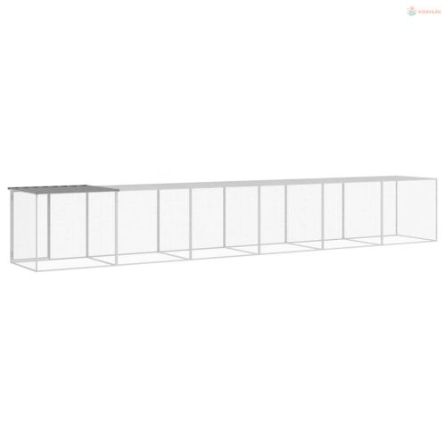 Világosszürke horganyzott acél tyúkketrec tetővel 603x98x90 cm