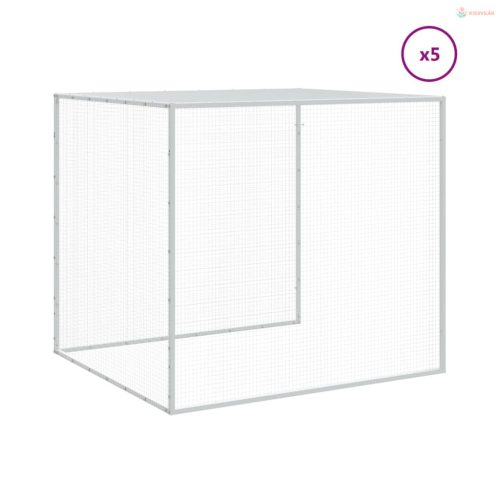 Világosszürke horganyzott acél tyúkketrec tetővel 603x98x90 cm