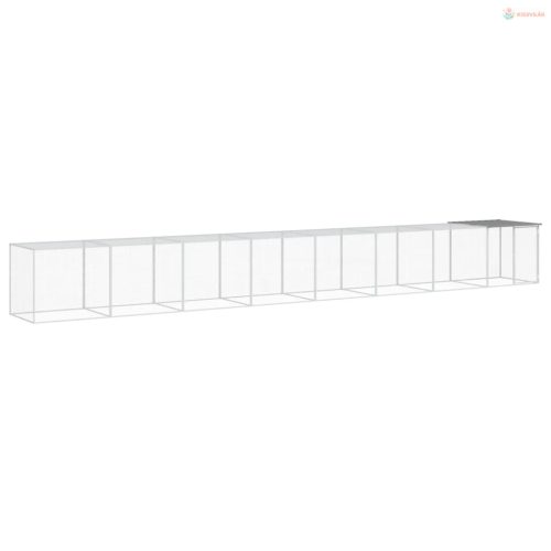 Világosszürke horganyzott acél tyúkketrec tetővel 803x98x90 cm