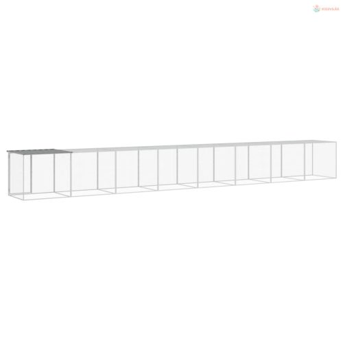 Világosszürke horganyzott acél tyúkketrec tetővel 803x98x90 cm