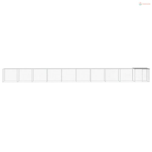Világosszürke horganyzott acél tyúkketrec tetővel 1003x98x90 cm