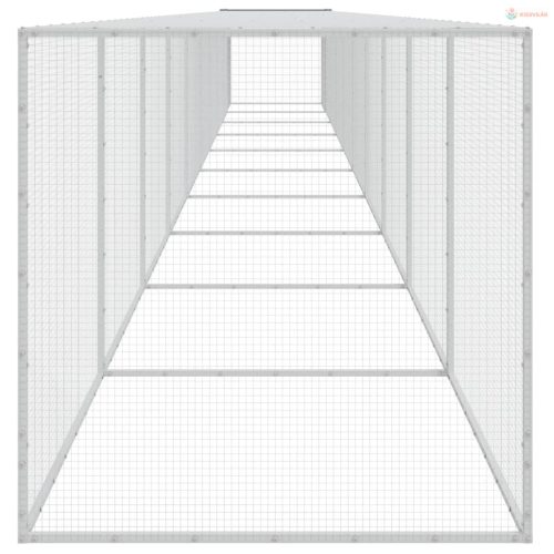 Világosszürke horganyzott acél tyúkketrec tetővel 1003x98x90 cm