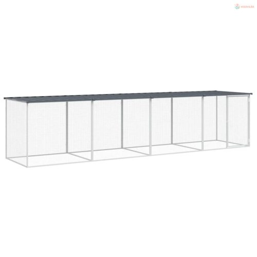 Antracitszürke horganyzott acél tyúkketrec tetővel 403x98x90 cm