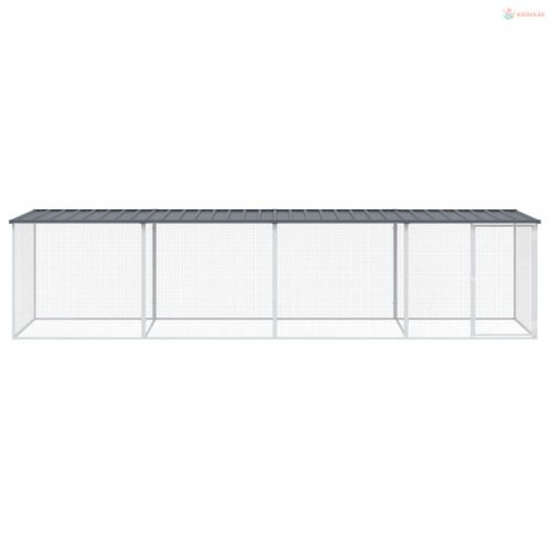 Antracitszürke horganyzott acél tyúkketrec tetővel 403x98x90 cm