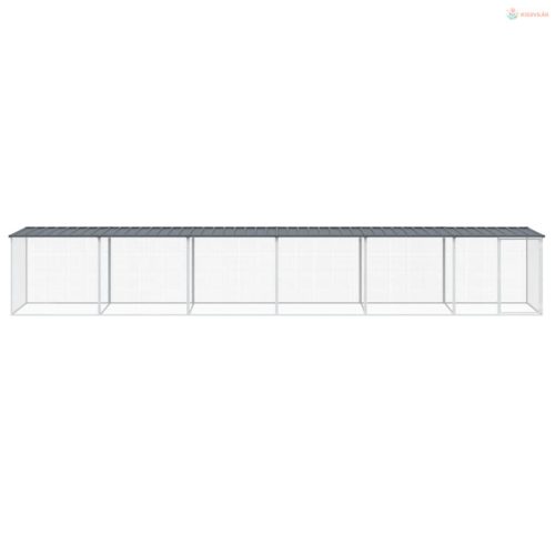 Antracitszürke horganyzott acél tyúkketrec tetővel 603x98x90 cm