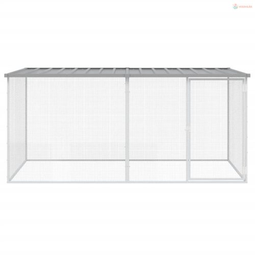 Világos szürke horganyzott acél csirkeketrec tetővel 203 x 98 x 90 cm