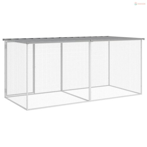 Világos szürke horganyzott acél csirkeketrec tetővel 203 x 98 x 90 cm