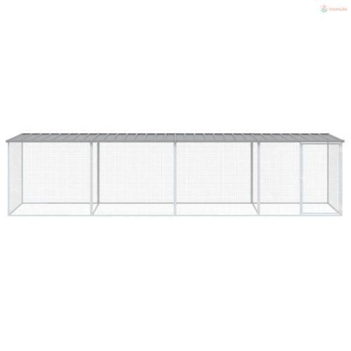 Világosszürke horganyzott acél tyúkketrec tetővel 403x98x90 cm