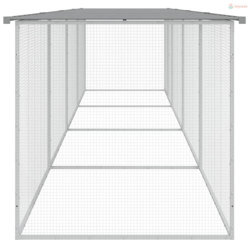 Világosszürke horganyzott acél tyúkketrec tetővel 403x98x90 cm